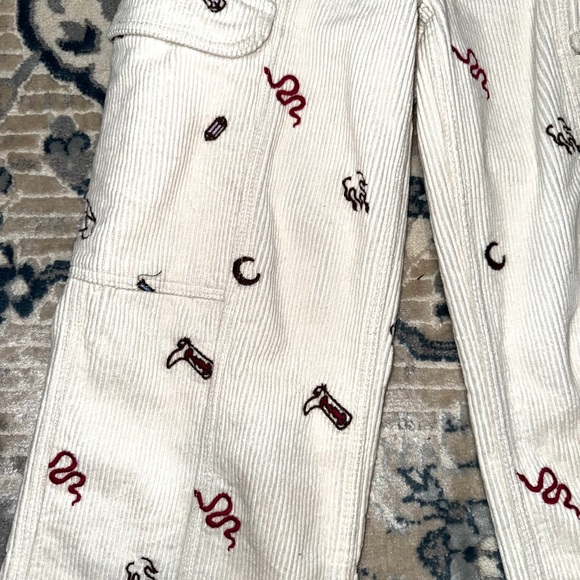 PACSUN EMBROIDERED CORDUROY CREAM PANTS - Picture 4 of 4